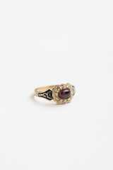 Fine Jewelry 10K Yellow Gold Enamel Garnet Ring