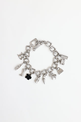 Burberry Sterling Silver London Charm Bracelet
