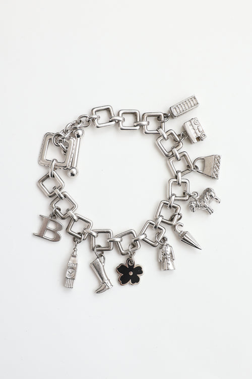 Burberry Sterling Silver London Charm Bracelet