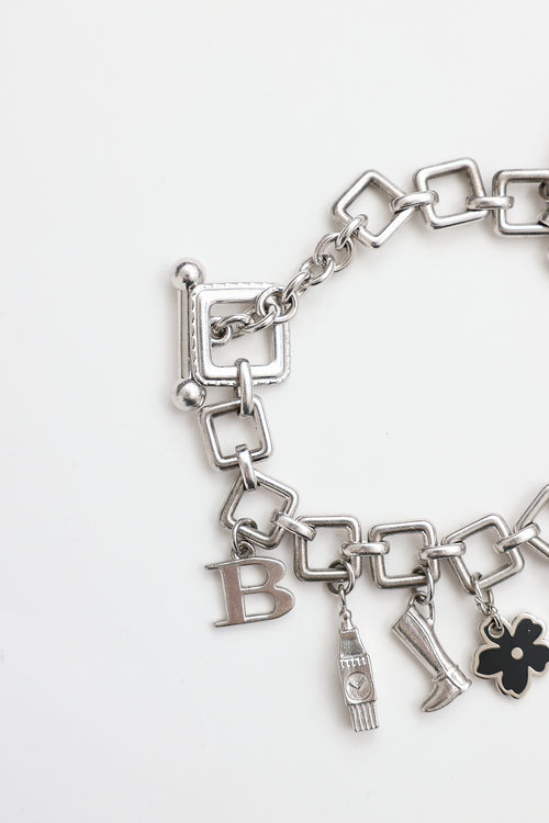 Burberry Sterling Silver London Charm Bracelet