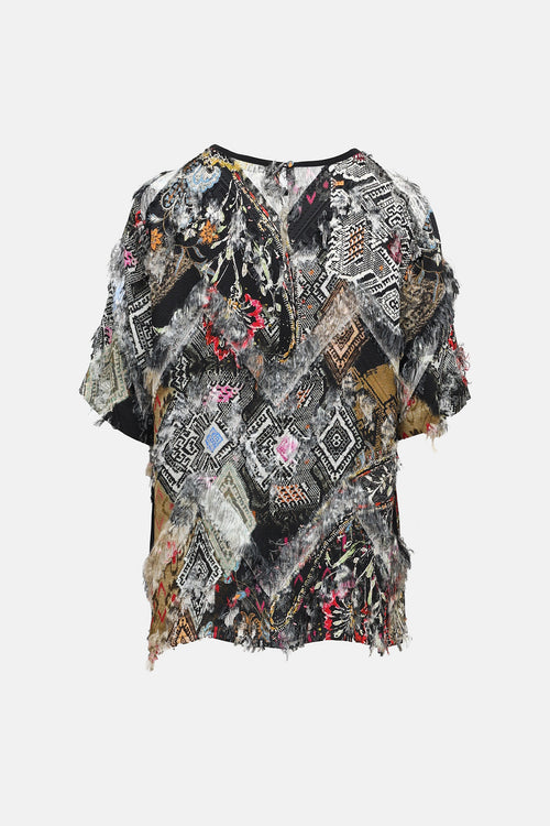 Etro Frayed Printed Top
