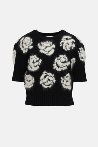 Tory Burch Short Sleeve Embroidered Sweater