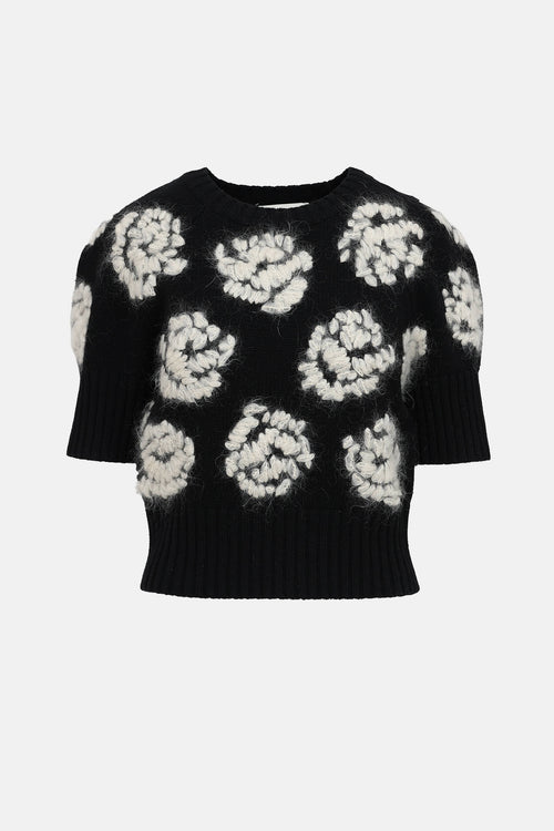 Tory Burch Short Sleeve Embroidered Sweater