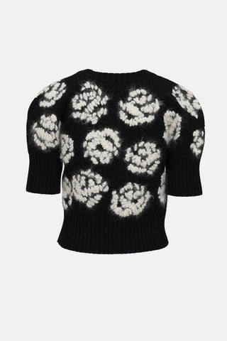 Tory Burch Short Sleeve Embroidered Sweater