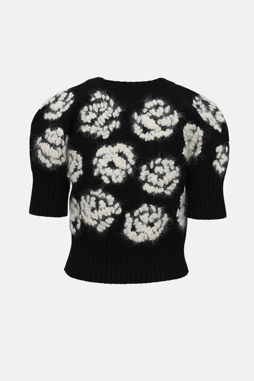Tory Burch Short Sleeve Embroidered Sweater