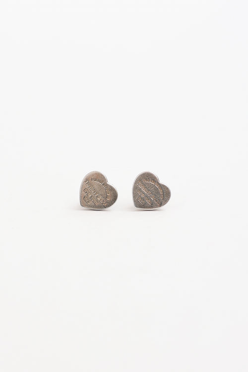 Tiffany & Co. Sterling Silver Mini Heart Tag Earrings