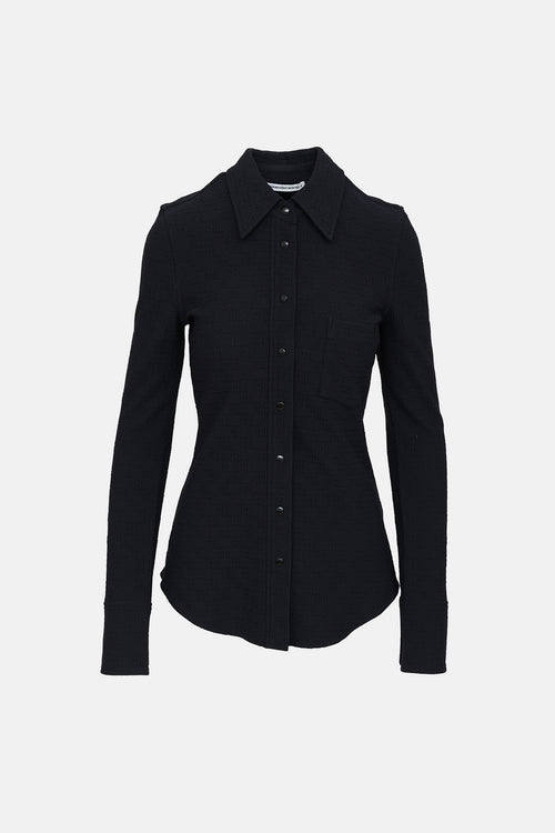 Alexander Wang Logo Textured Button Up Shirt