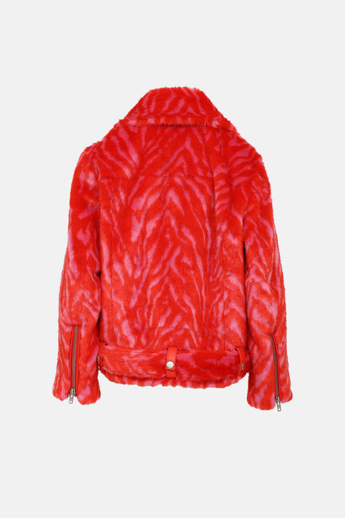 Stand Studio Leana Patterned Faux Fur Jacket
