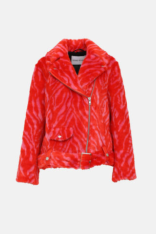 Stand Studio Leana Patterned Faux Fur Jacket
