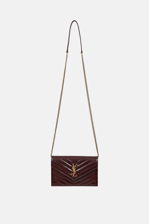 Saint Laurent Patent Cassandre Wallet On Chain Bag