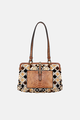 Bottega Veneta Embroidered Velvet  Shoulder Bag
