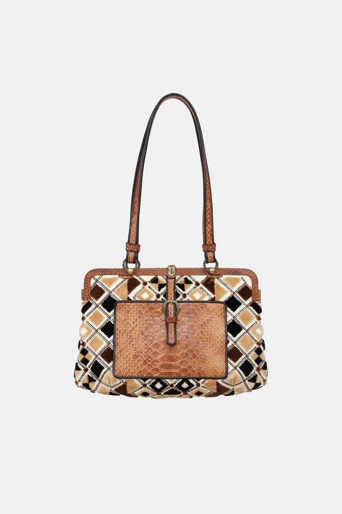 Bottega Veneta Embroidered Velvet  Shoulder Bag
