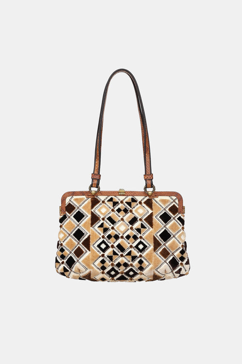 Bottega Veneta Embroidered Velvet  Shoulder Bag