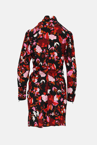 A.L.C. Silk Floral Ruched Dress