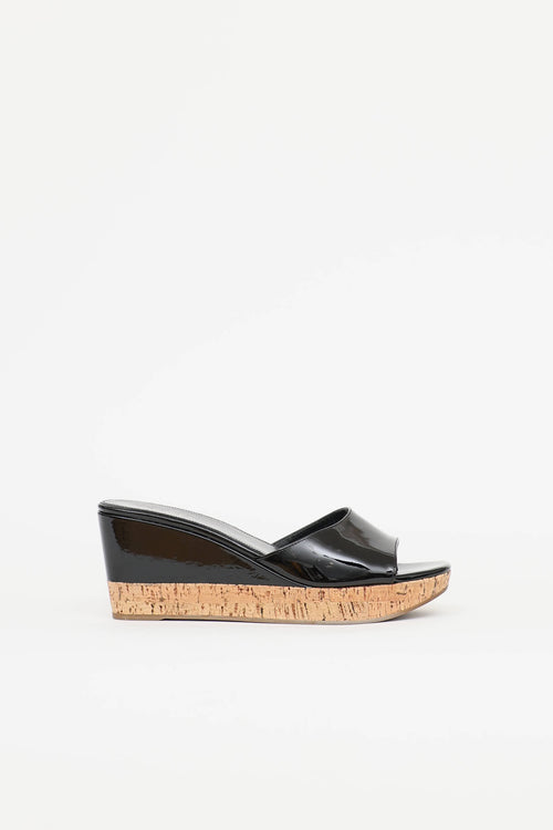 Prada Patent Cork Wedge Sandal