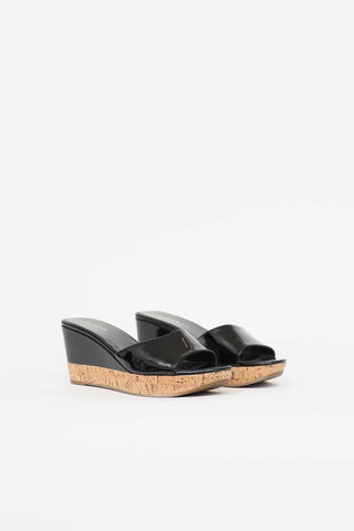 Prada Patent Cork Wedge Sandal