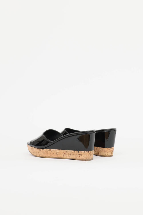 Prada Patent Cork Wedge Sandal