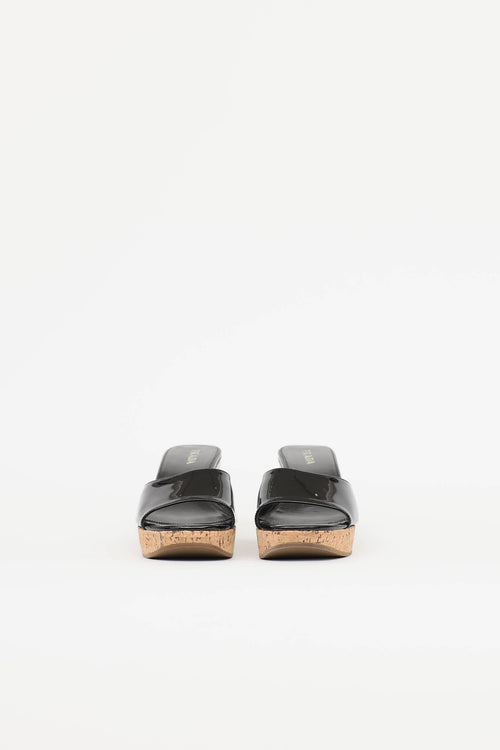 Prada Patent Cork Wedge Sandal