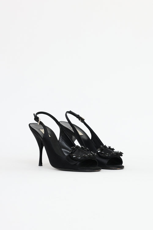 Prada Satin Peep Toe Heel