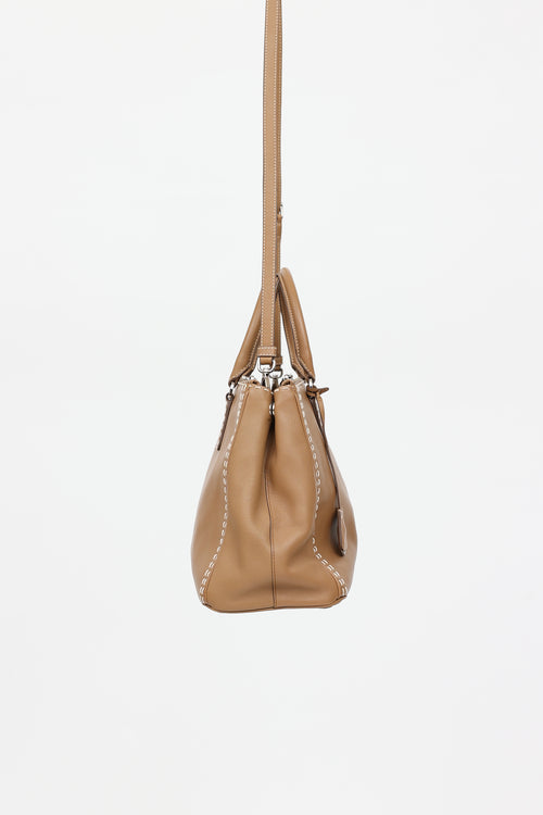 Prada Stitched Double Zip Galleria  Bag