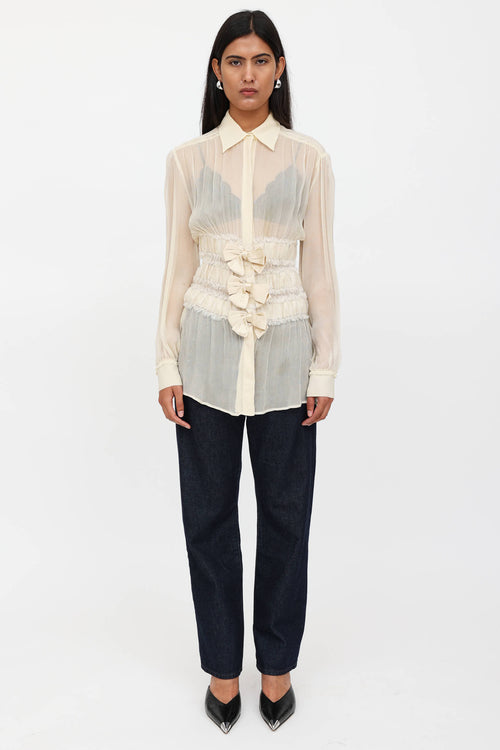 Jean Paul Gaultier Sheer Silk Bow Shirt