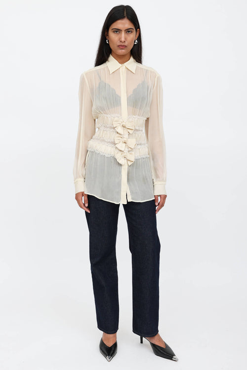 Jean Paul Gaultier Sheer Silk Bow Shirt