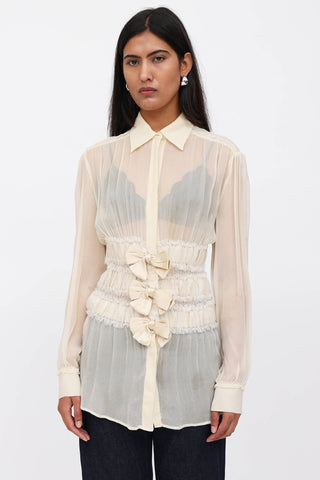 Jean Paul Gaultier Sheer Silk Bow Shirt