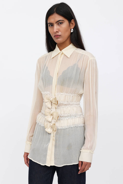 Jean Paul Gaultier Sheer Silk Bow Shirt