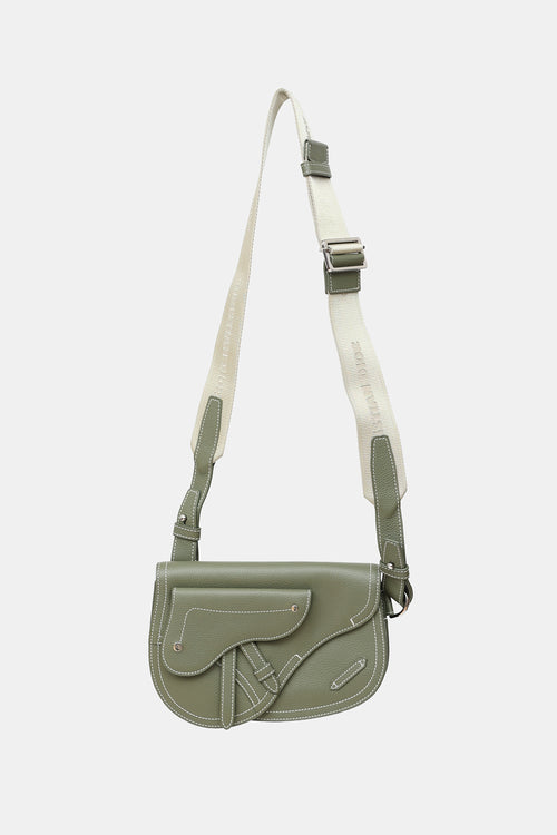 Dior X KAWS Grained Saddle Pouch Bag