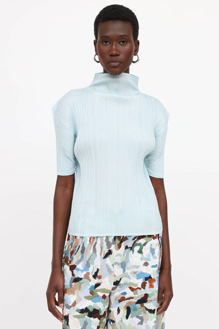 Pleats Please Issey Miyake Pleated Turtleneck Top