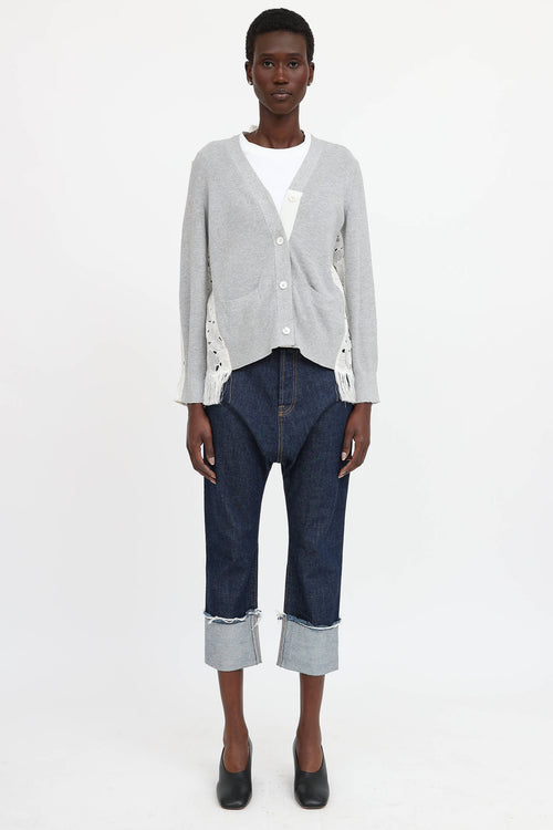 Sacai Knit Eyelet Panel Cardigan