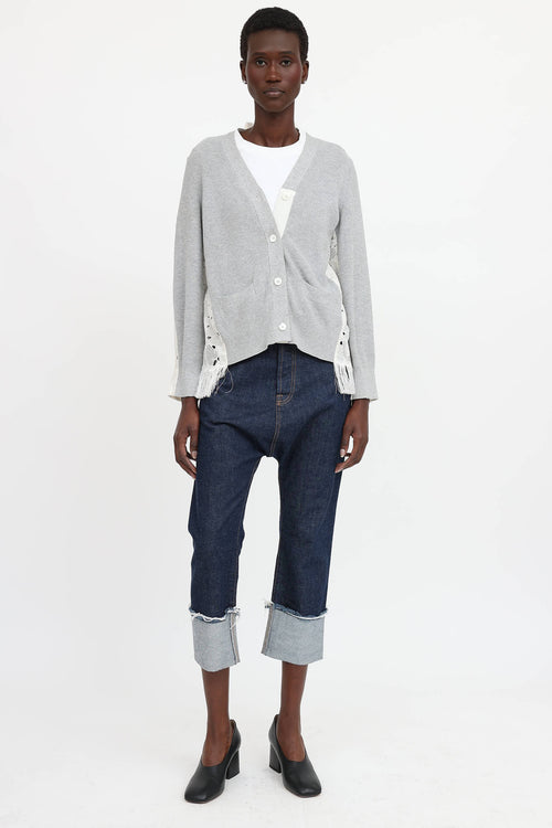 Sacai Knit Eyelet Panel Cardigan