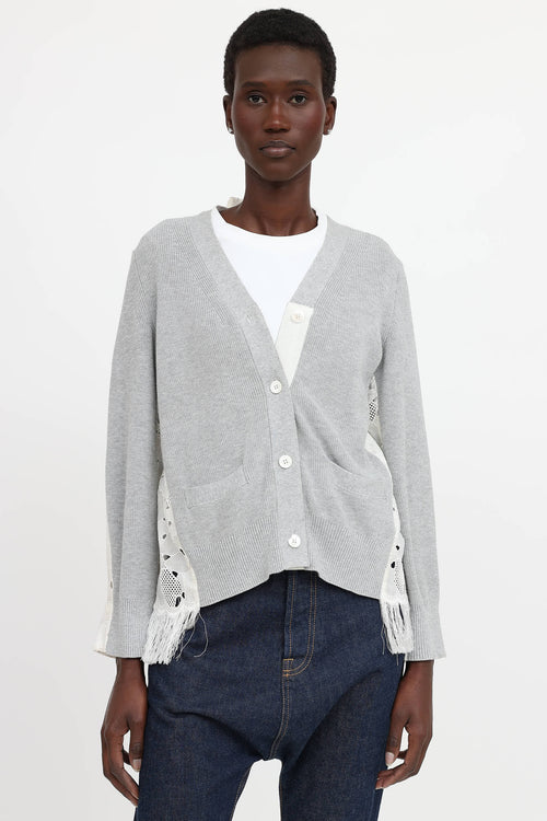 Sacai Knit Eyelet Panel Cardigan