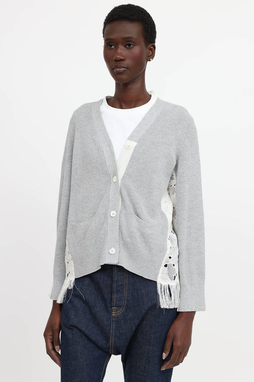 Sacai Knit Eyelet Panel Cardigan