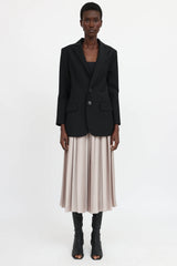 Tibi Pleated Satin Skirt