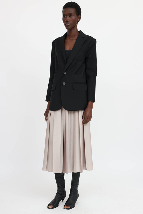 Tibi Pleated Satin Skirt