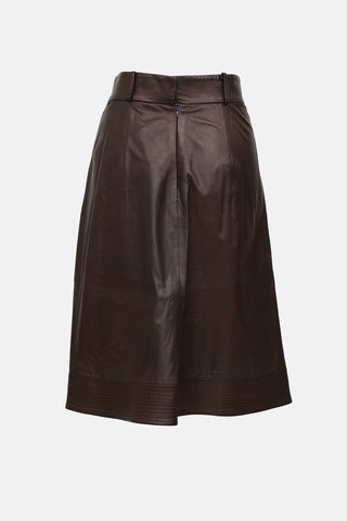 Oscar de la Renta Leather Midi Skirt