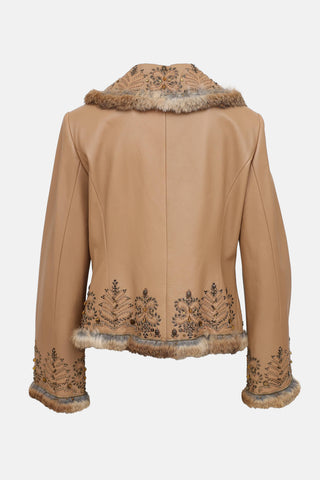 Escada C. 2000s Fur Trim Leather Jacket