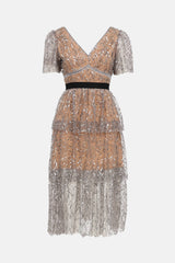 Self-Portrait Sequin Ruffle Dress