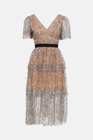 Self-Portrait Sequin Ruffle Dress