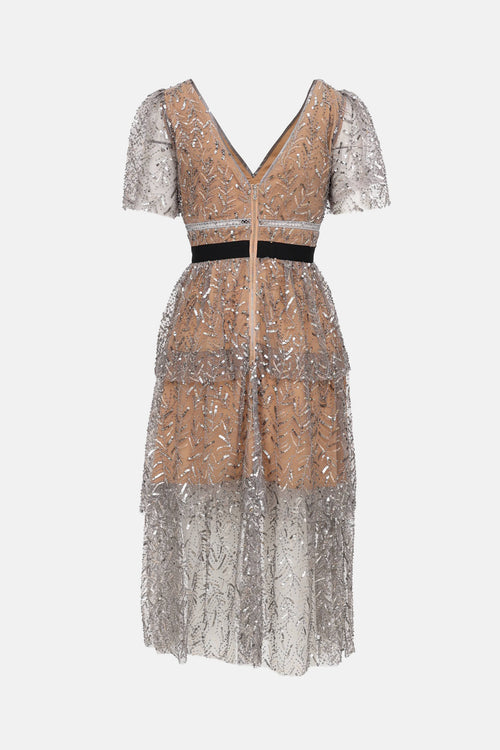 Self-Portrait Sequin Ruffle Dress