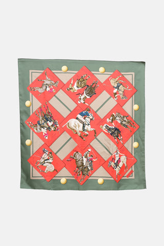 Hermès Green Le Monde du Polo Scarf