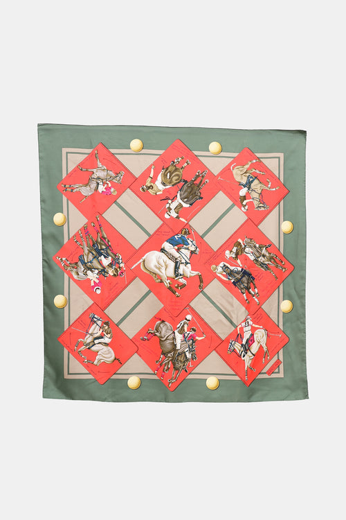 Hermès Green Le Monde du Polo Scarf
