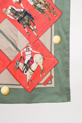 Hermès Green Le Monde du Polo Scarf