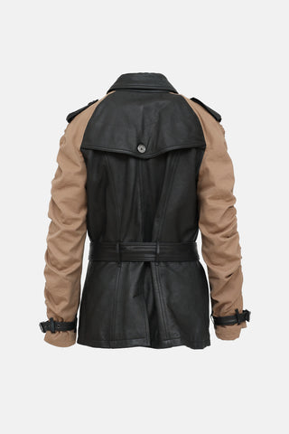 Burberry Brit Leather Double Breasted Jacket