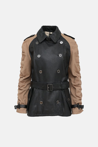 Burberry Brit Leather Double Breasted Jacket