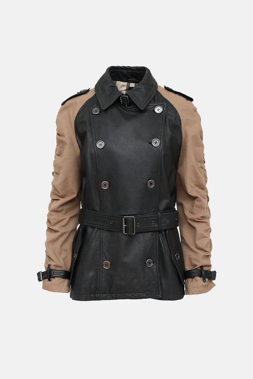 Burberry Brit Leather Double Breasted Jacket