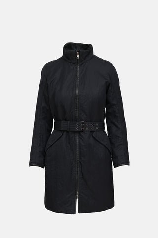 Prada Nylon Fur Lined Coat