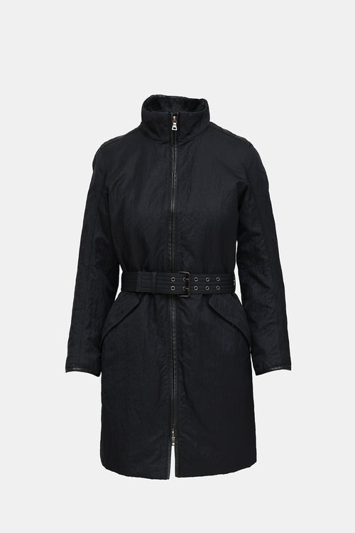Prada Nylon Fur Lined Coat