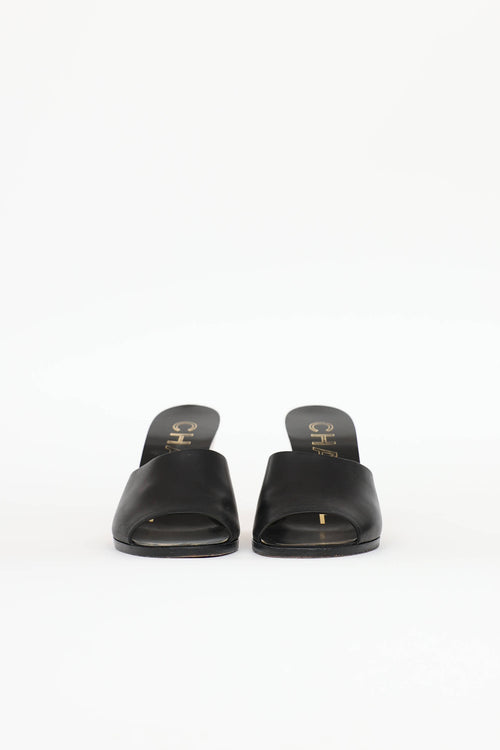 Chanel CC Peep Toe Wedge Sandal